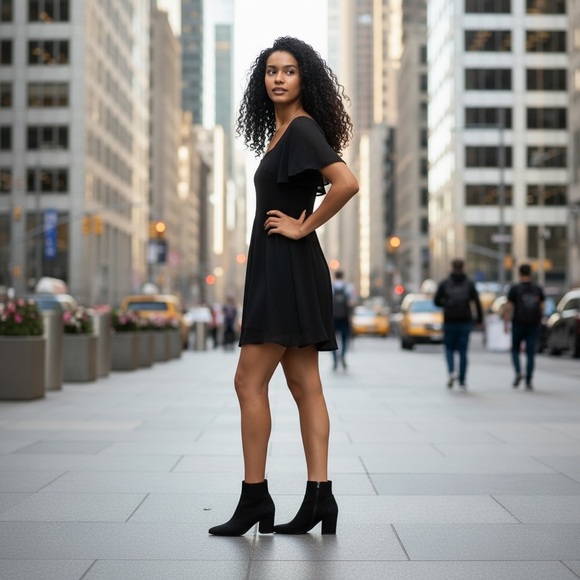 THEORY Black Dress with Butterfly Sleeves - Picture 5 of 12